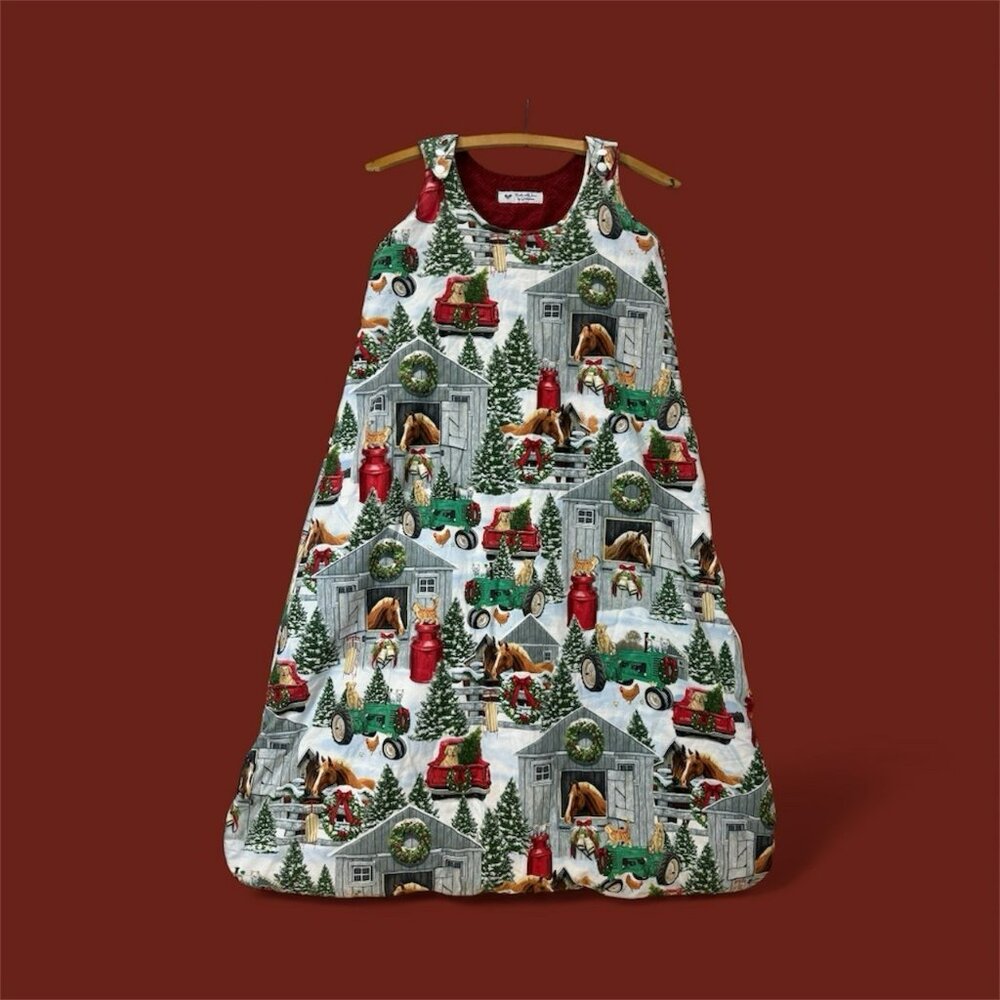 Handmade Holiday Christmas Flannel Lined Toddler Sleep Sack 24-36 Mo Zipper Snap